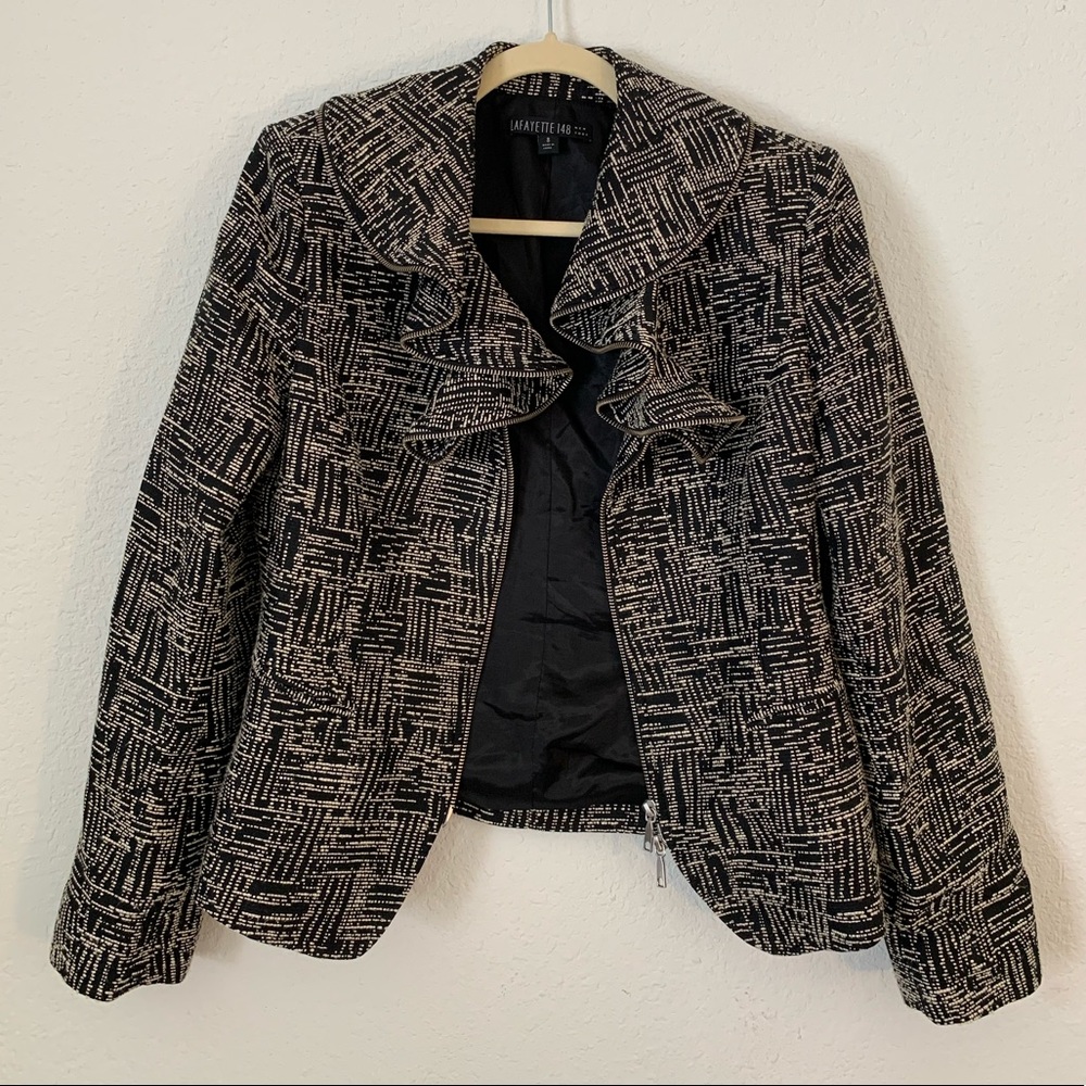 LAFAYETTE 148 ruffled front zipper jacket